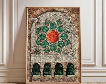 Islamic Architecture Wall Art Printable | Mosque Window Decor | Arabic Geometric Design Digital Download