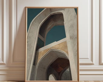 Islamic Architecture Poster, Mosque Wall Art, Middle Eastern Geometric Print, Islamic Artwork
