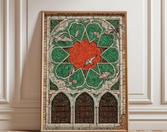 Islamic Architecture Wall Art Printable | Mosque Window Decor | Arabic Geometric Design Digital Download