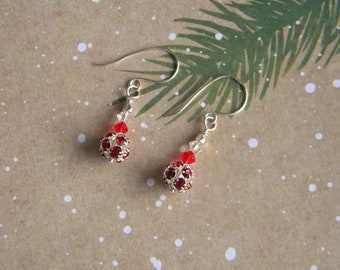 Red Sparkly Dangle Earrings