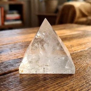 Clear Quartz Crystal Pyramid | Polished Energy Amplifier, Crown Chakra