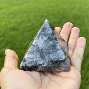 Premium Quality Larvakite Pyramid | Certified Energy Protection Crystal Tower | Norwegian Moonstone for Grounding, Focus, and Intuition