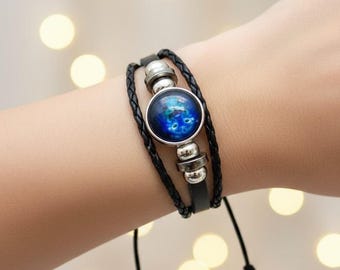 Handmade Leo Zodiac Leather Bracelet, Astrology Charm, Spiritual Jewelry