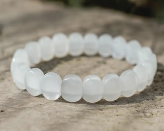 Natural Clear Quartz Bracelet | 14MM Healing Crystal, Energy Amplifier, Clarity, Balance