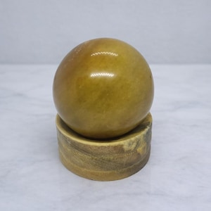 Yellow Aventurine Polished Crystal Sphere with Stand, Abundance and Success Stone for Manifestation, Positive Energy Home Decor Gift
