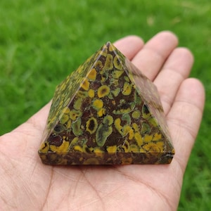 Handmade Fruit Jasper Pyramid | Root Chakra Balancing Crystal
