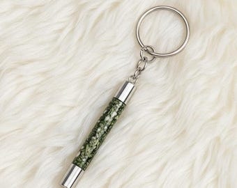 Pyrite Crystal Keychain, Stainless Steel Vial, Prosperity Amulet