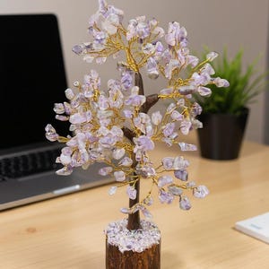 Reiki tool: handmade amethyst chip tree for energy cleansing.