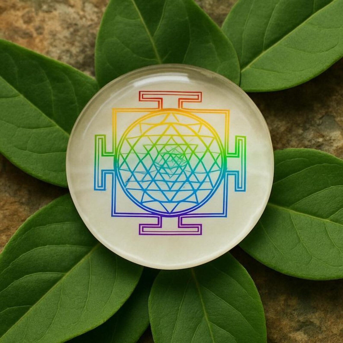 Spiritual Sri Yantra Disc – Multicolor Rainbow Chakra Healing – Resin 2 ...