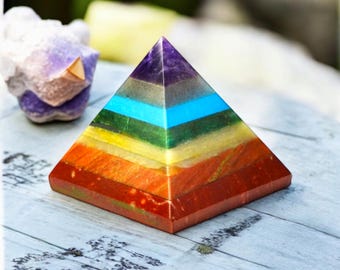 Handmade 7 Chakra Crystal Pyramid – Spiritual Healing, Meditation Gift