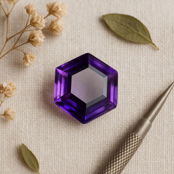 Natural Purple Sapphire Hexagon Gemstone – AAA Sri Lanka Loose Stone for Jewelry Making