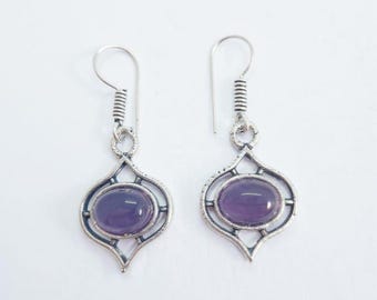 Amethyst Drop Earrings | Oval Purple Crystal, Spiritual Jewelry