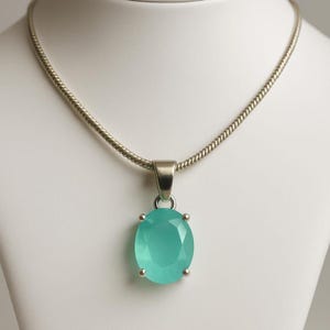 Namibian Smithsonite Pendant: Calming Green Gemstone, Silver Bail