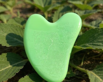 Green Jade Gua Sha Facial Massage Tool Certified Natural Stone, Anti-Aging Beauty Tool