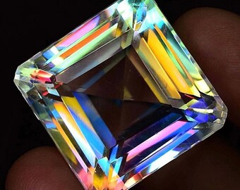 Rainbow Mystic Topaz – 70-80 Ct Square Cut Crystal Gemstone