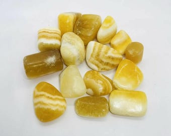 Yellow Calcite Tumbled Stones – Healing Crystals for Confidence, Focus, Stress Relief, Energy Healing and Positive Manifestation