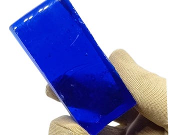 In het lab gekweekte schijfje blauwe saffier | Ruw synthetisch kristal voor het maken van sieraden
