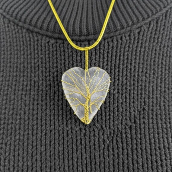 Tree of Life Moonstone Heart Pendant | Gold Wire Wrapped Necklace