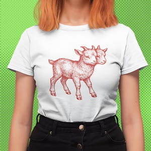 Double Goat Graphic Tee: Dark Folk Horror, Occult Satan Symbol
