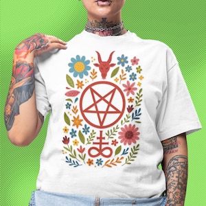 Satanic Garden T-Shirt | Dark Folk Horror Graphic Tee, Satan Symbol Apparel, Occult Clothing for Men & Women