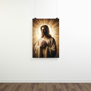 Jesus Christ Digital Portrait | Christian Printable Art | Halo Spiritual Wall Decor | Instant Download