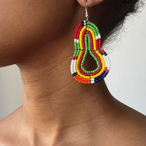 Maasai Beaded Earrings - African Earrings -Handmade Dangle Earrings -  African Beaded Jewelry