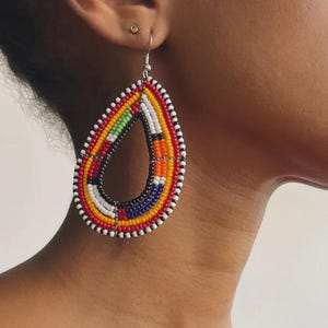 Maasai Beaded Earrings - African Earrings -Handmade Dangle Earrings -  African Beaded Jewelry