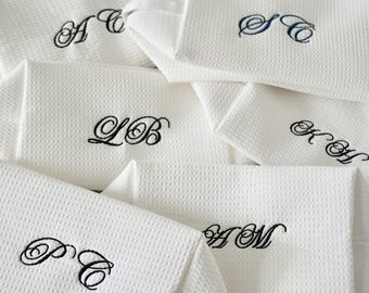 Custom Text Embroidered Waffle Cosmetic Bag Personalized Monogram Bachelorette Bridal Travel Toiletry Pouch