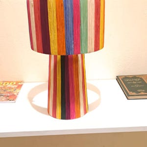 Handmade colorful raffia lamp, boho lampshade, artisanal lighting