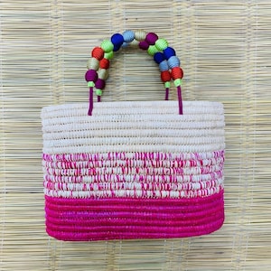 Colorful bags, Moroccan basket, handmade tote bag with love, natural wicker, wicker bag