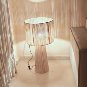 Handmade colorful raffia lamp, boho lampshade, artisanal lighting