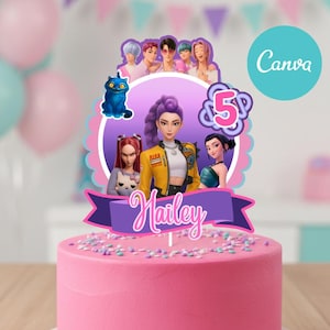 Adorno para tarta con temática de cazadores de demonios Kpop, descarga digital, imprimible.