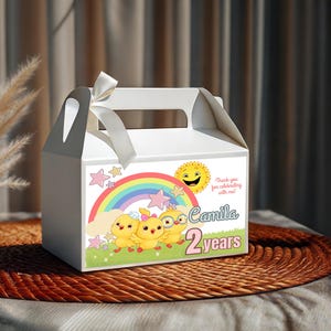 Canticos Party Favor Box front  Label, Editable Birthday Template (Digital Download)
