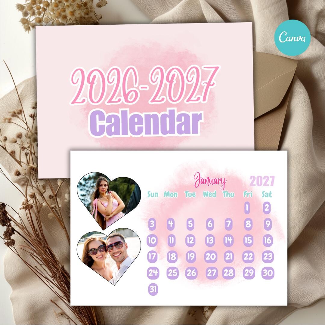 Editable 2026-2027 Calendar Template | Canva Printable (digital ...