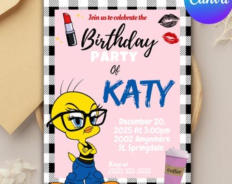 Lot De Fête D'anniversaire Tweety (Looney Tunes) – Bougies, Serviettes, Chapeaux, Invitations – Hallmark
