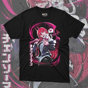 T-shirt unisex in cotone nero premium - Duo ragazza demone cornuta e gatto in audace stile streetwear anime con grafica accattivante, fantastica idea regalo