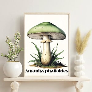 Giftpilz Art Print, Botanische Wanddekoration, Vintage Stil Home Decor,