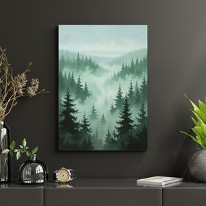 Gelassenes,mattes, vertikales Poster für Naturliebhaber, Wandkunstdekor, beruhigender Wald, nordisches skandinavisches, umweltfreundliches Wohndekor