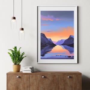Póster de paisaje sereno, impresión de arte mural, decoración del hogar, estética moderna, regalo para amantes de la naturaleza, arte mural para entusiastas de los viajes