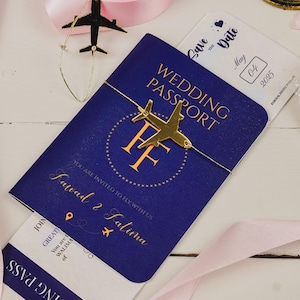 Passport Invitation, Destination Wedding Invitation, Royal Blue Passport Invitation, Wedding Invitation, Rsvp Cards, Travel Wedding