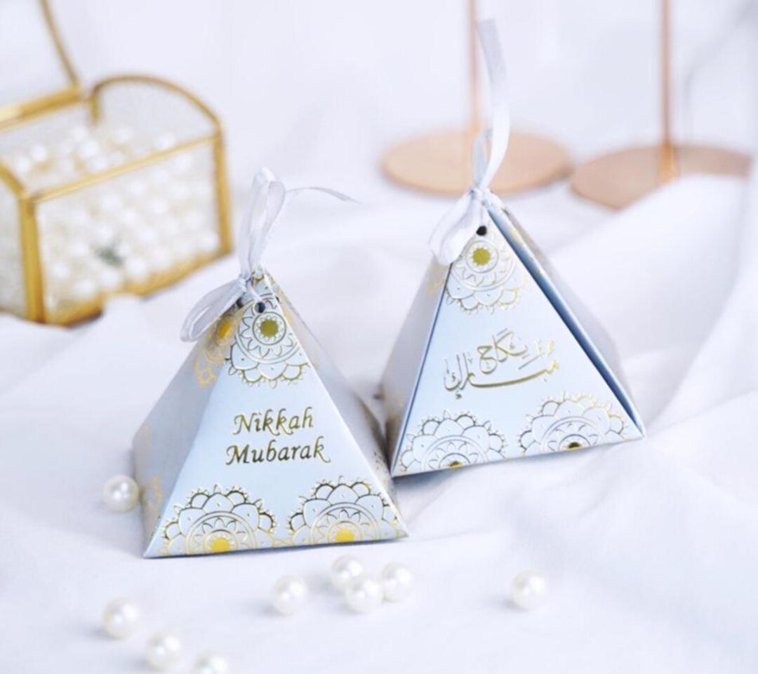 Nikkah Mubarak Favor Boxes Islamic Wedding Gift Boxes, Pyramid Candy ...