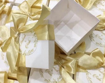 Luxury Wedding Favor Gift Boxes with Gold Ribbon – Elegant Nikkah, Walima, Engagement Giveaway Packaging