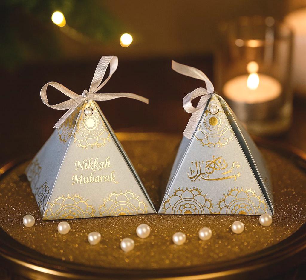 Nikkah Mubarak Favor Boxes Islamic Wedding Gift Boxes, Pyramid Candy ...
