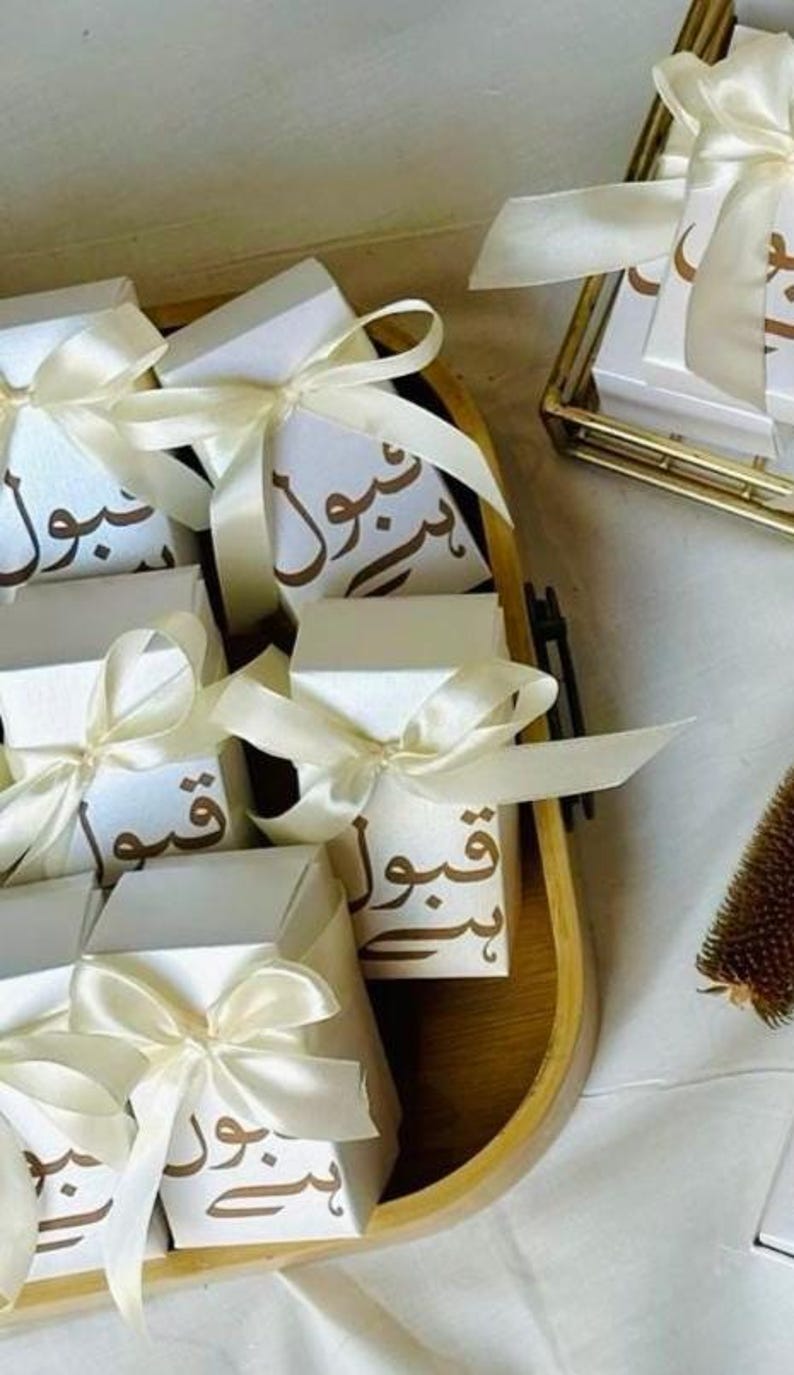 Elegant Arabic Favor Boxes With Ivory Ribbon – Wedding, Qubool Hai ...