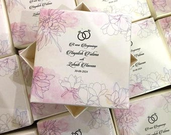 Personalized Wedding Favor Boxes | Custom Floral Gift Boxes | Engagement, Nikkah or Walima Bid Box