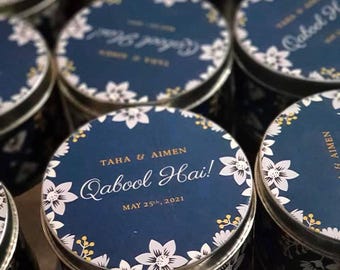Personalized Wedding Favor Tin | Qabool Hai Nikah Favor | Custom Metal Tin Favor