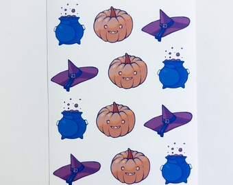 Pegatinas mate de brujas caprichosas: planificador de Halloween y álbum de recortes