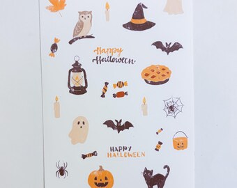 Hoja de pegatinas de Halloween: para diario, scrapbooking (mate o washi)