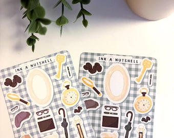 Hoja de pegatinas vintage mate o washi: pegatinas vintage para diario