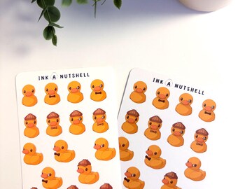 Hoja de pegatinas mate o washi de patos: pegatinas para diario con piezas de pato